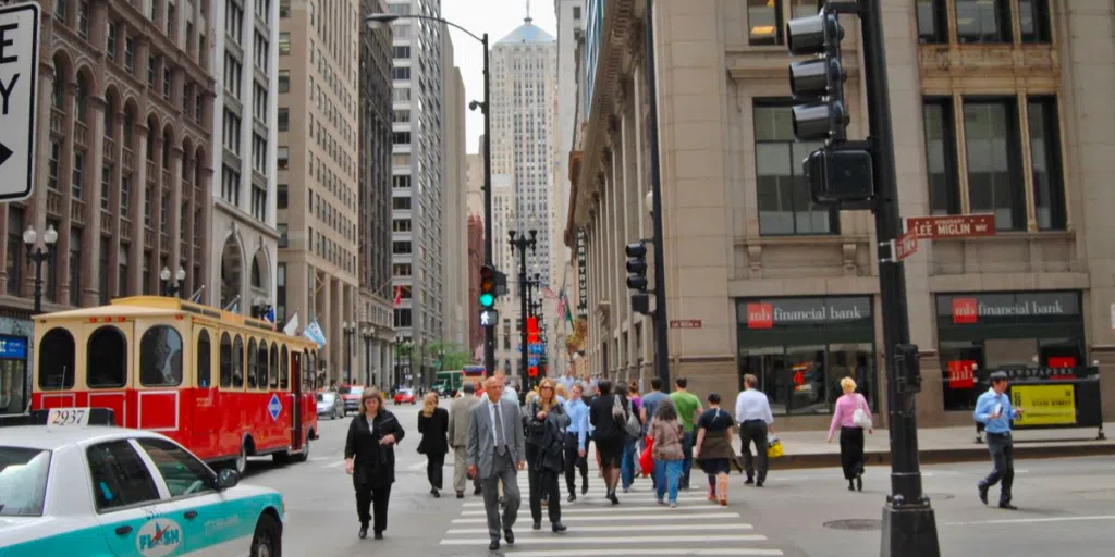 Busy Chicago crosswalk