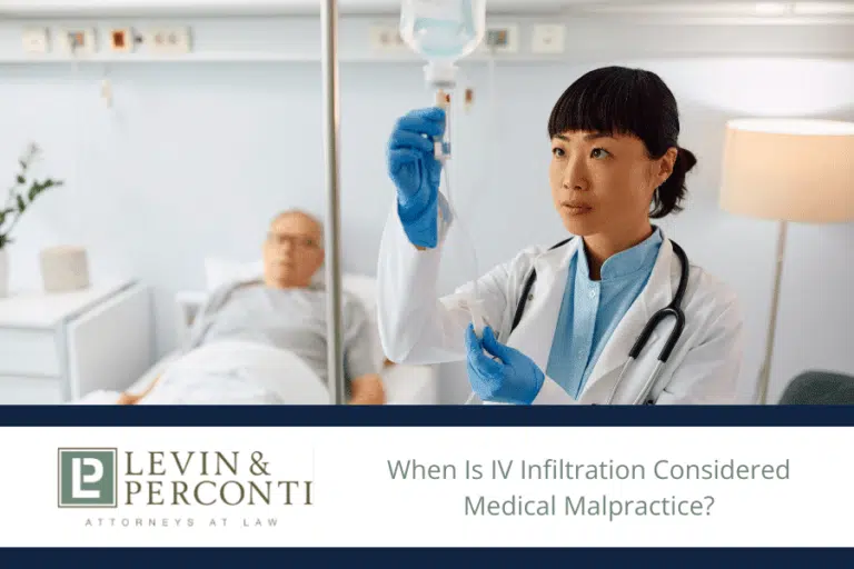 When is IV infiltration considered medical malpractice?